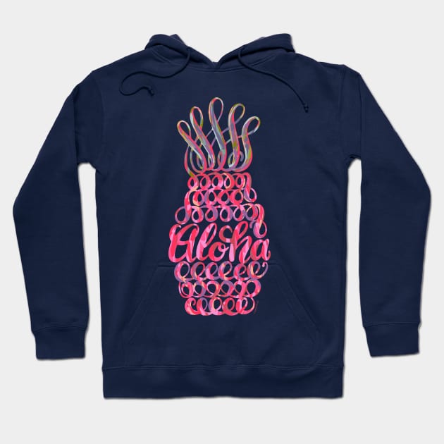 Pink Pineapple Aloha Hawaii Unique Hawaiian Art Hoodie by DoubleBrush